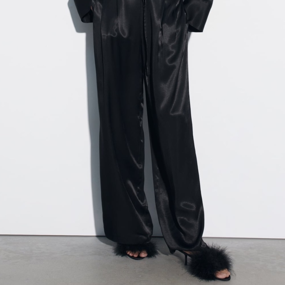 Zara black satin pants - NWT